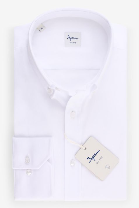 Camicia Uomo Ingram Classic Tinta unita 100% cotone collo Button down Manica lunga