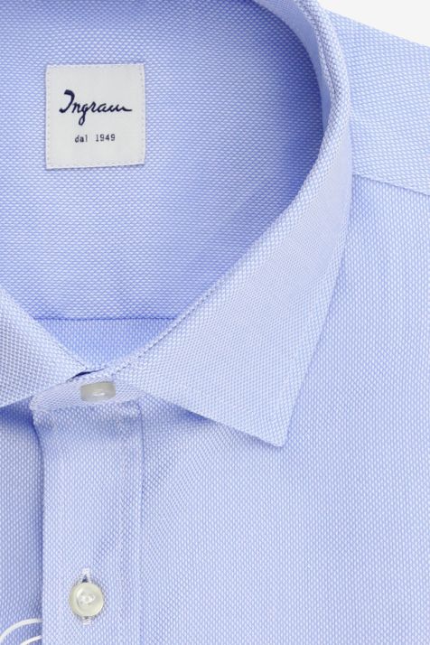 Camicia Uomo Ingram Classic Micro disegno 100% cotone collo Francese Manica lunga