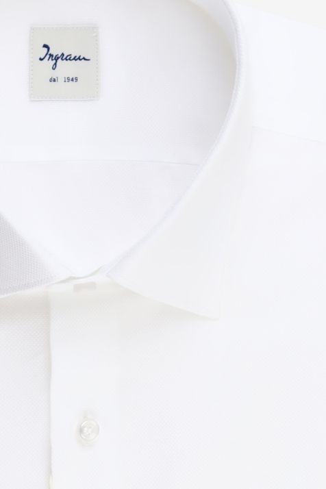 Camicia Uomo Ingram Slim Tinta unita 100% cotone collo Francese Manica lunga