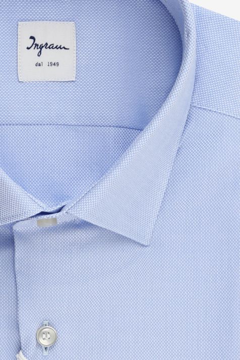 Camicia Uomo Ingram Slim Micro disegno 100% cotone collo Francese Manica lunga