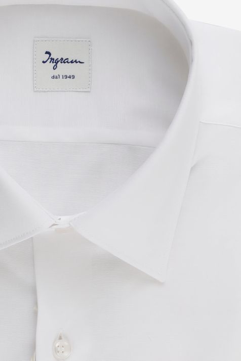 Camicia Uomo Ingram Slim Tinta unita 97% cotone 3% elastan collo Italiano Manica lunga