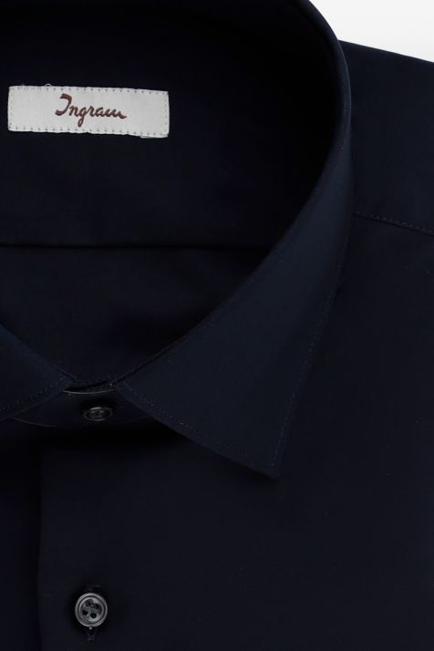 Camicia Uomo Ingram Slim Tinta unita 97% cotone 3% elastan collo Francese Manica lunga
