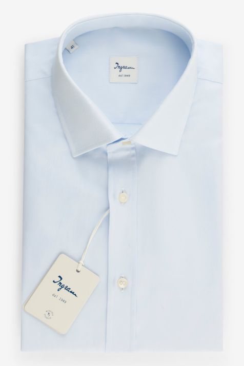 Camicia Uomo Ingram Classic Tinta unita 100% cotone collo Francese Manica lunga