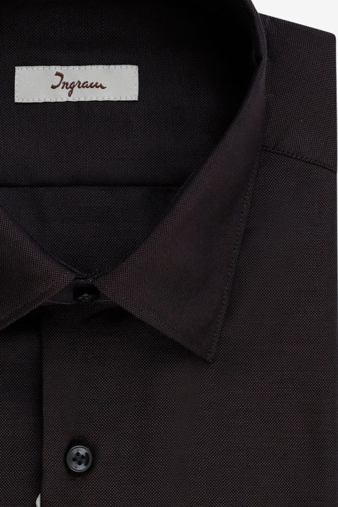 Camicia Uomo Ingram Slim Tinta unita 100% cotone collo Italiano Manica lunga
