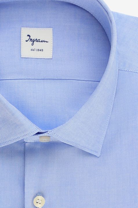 Camicia Uomo Ingram Slim Tinta unita 100% cotone collo Francese Manica lunga