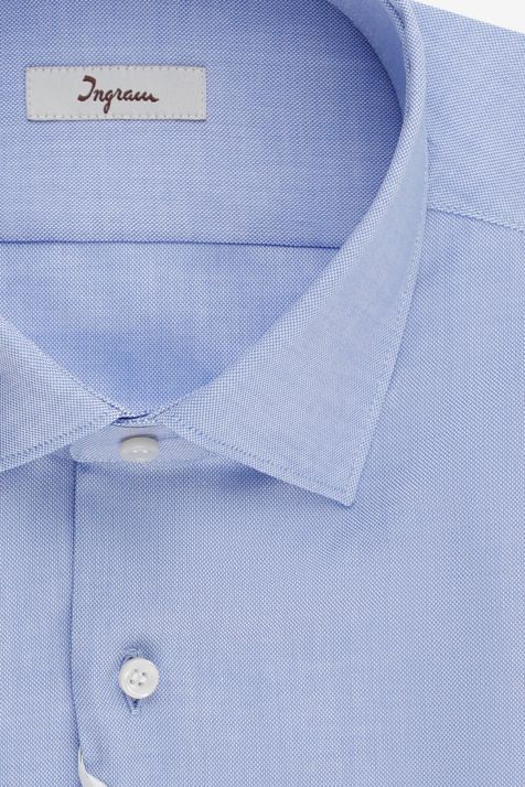 Camicia Uomo Ingram Slim Tinta unita 100% cotone collo Francese Manica lunga