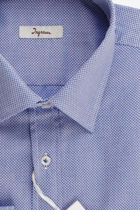 Camicia Uomo Ingram Classic Micro disegno 100% cotone collo Italiano Manica lunga