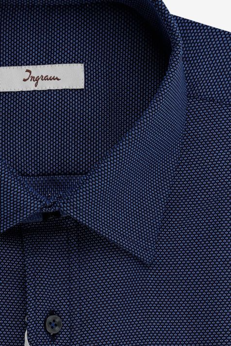 Camicia Uomo Ingram Slim Micro disegno 100% cotone collo Italiano Manica lunga