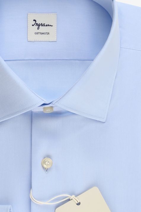 Camicia Uomo Ingram Slim No Stiro Tinta unita 100% cotone collo Francese Manica lunga