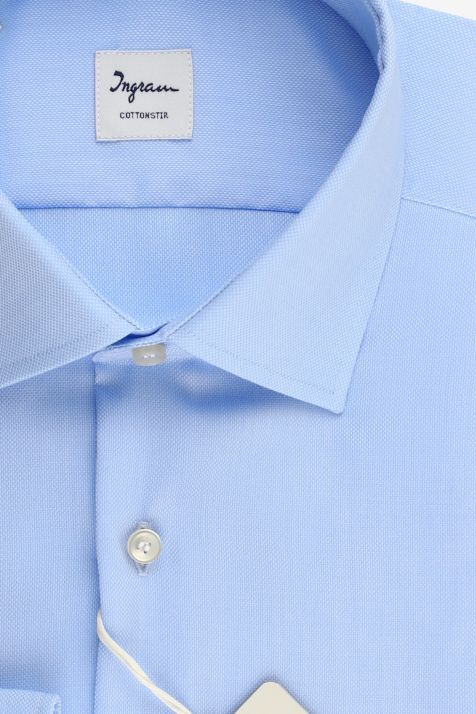 Camicia Uomo Ingram Regular No Stiro Tinta unita 100% cotone collo Francese Manica lunga
