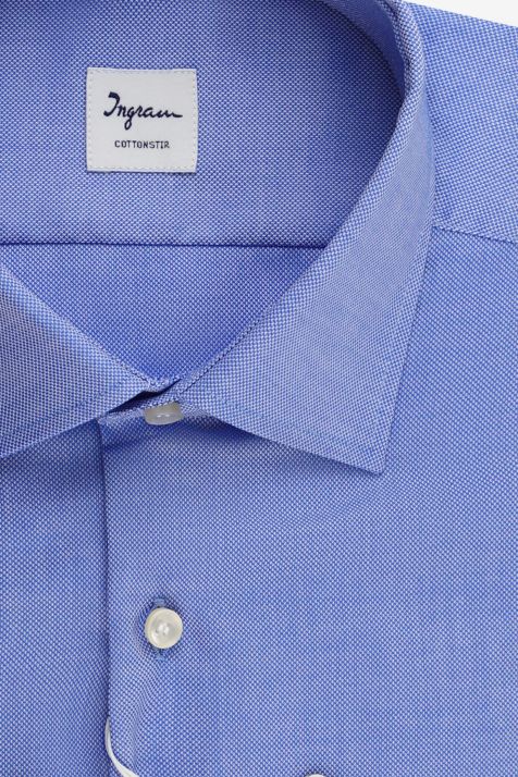 Camicia Uomo Ingram Regular No Stiro Tinta unita 100% cotone collo Francese Manica lunga