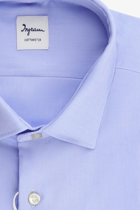 Camicia Uomo Ingram Slim No Stiro Tinta unita 100% cotone collo Francese Manica lunga