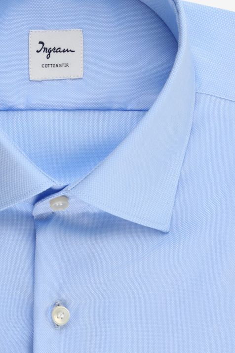 Camicia Uomo Ingram Slim No Stiro Tinta unita 100% cotone collo Francese Manica lunga