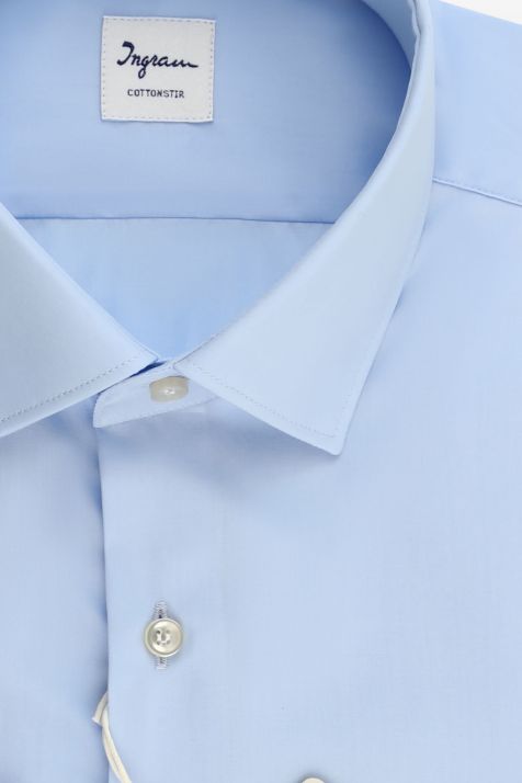 Camicia Uomo Ingram Slim No Stiro Tinta unita 100% cotone collo Francese Manica lunga