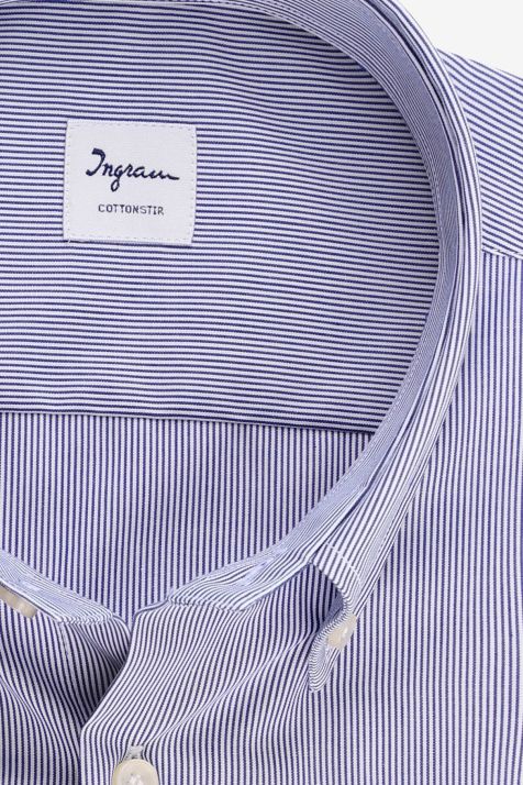 Camicia Uomo Ingram Classic No Stiro Righe 100% cotone collo Button down Manica lunga