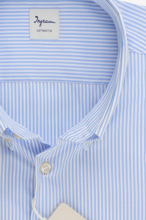 Camicia Uomo Ingram Classic No Stiro Righe 100% cotone collo Button down Manica lunga