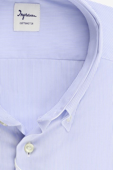 Camicia Uomo Ingram Regular Righe 100% cotone collo Francese Manica lunga