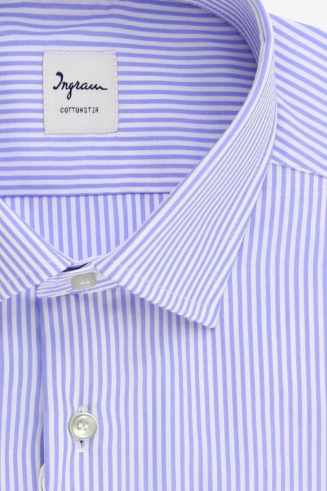 Camicia Uomo Ingram Regular No Stiro Righe 100% cotone collo Francese Manica lunga
