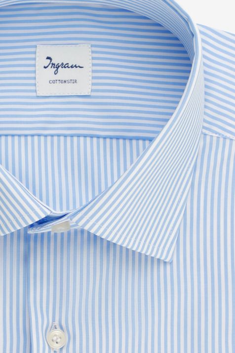 Camicia Uomo Ingram Regular No Stiro Righe 100% cotone collo Francese Manica lunga