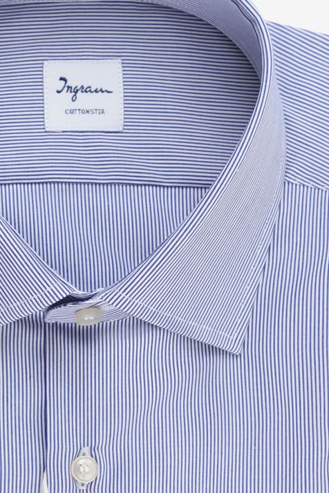 Camicia Uomo Ingram Regular No Stiro Righe 100% cotone collo Francese Manica lunga