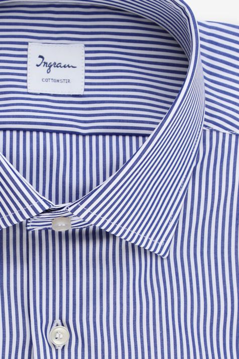 Camicia Uomo Ingram Regular No Stiro Righe 100% cotone collo Francese Manica lunga