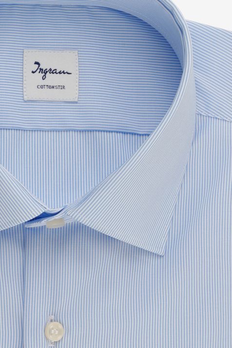 Camicia Uomo Ingram Slim Righe 100% cotone collo Francese Manica lunga