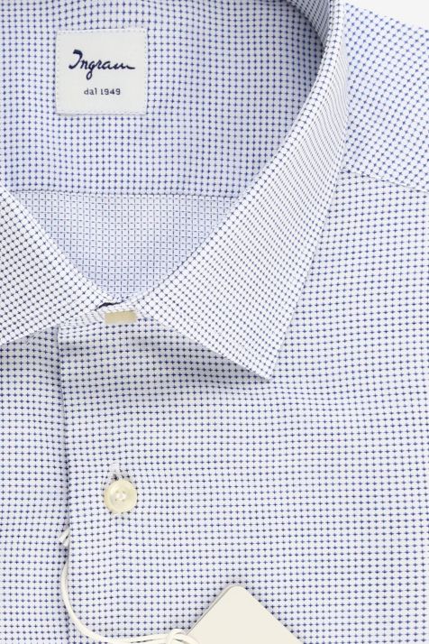 Camicia Uomo Ingram Regular Micro disegno 100% cotone collo Francese Manica lunga