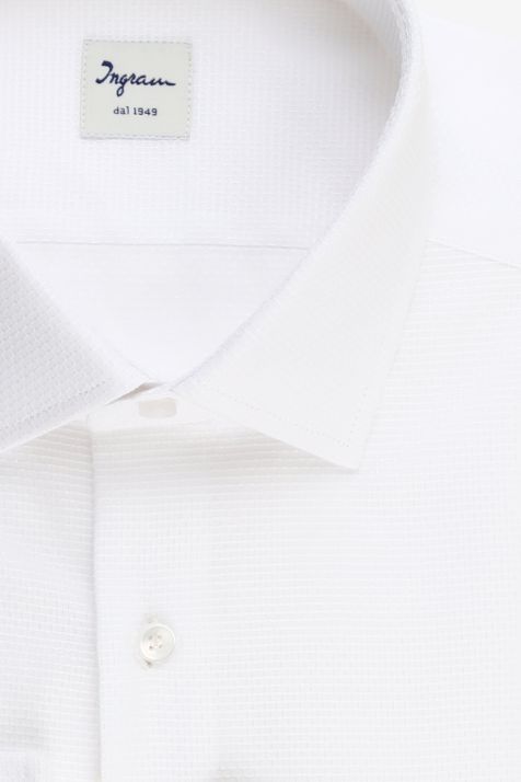 Camicia Uomo Ingram Regular Micro disegno 100% cotone collo Francese Manica lunga