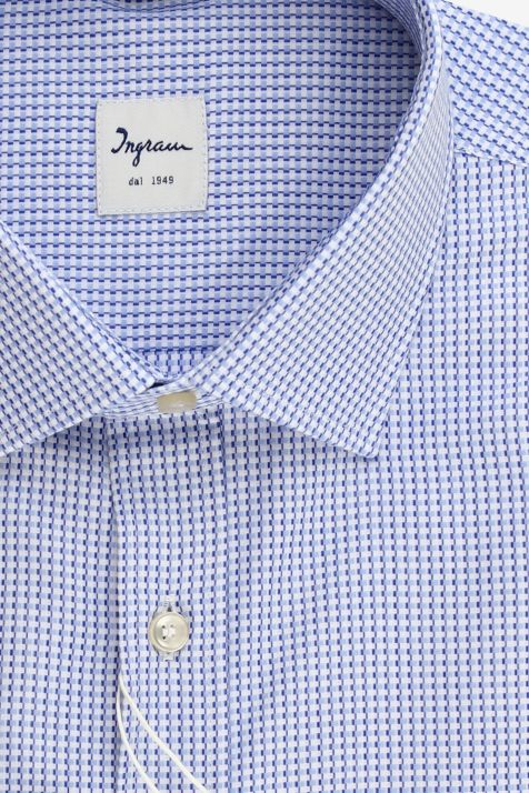 Camicia Uomo Ingram Classic Micro disegno 100% cotone collo Francese Manica lunga