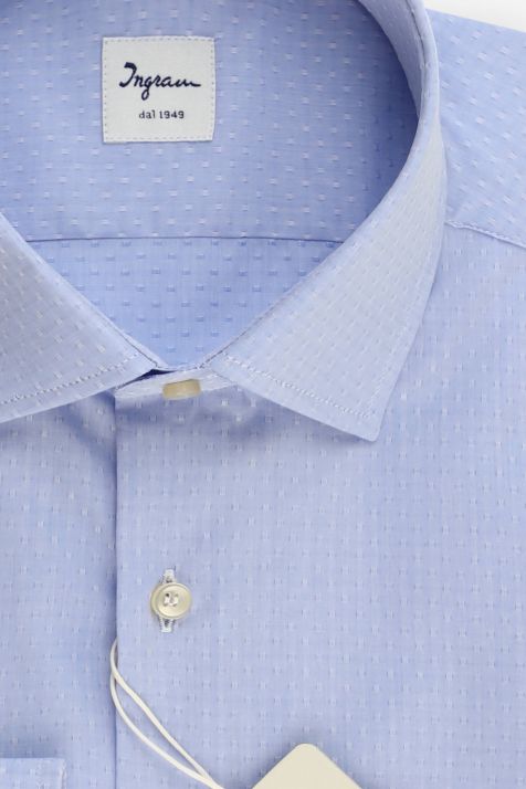 Camicia Uomo Ingram Regular Micro disegno 100% cotone collo Francese Manica lunga