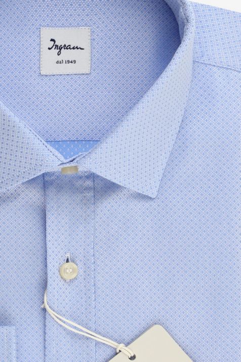 Camicia Uomo Ingram Classic Micro disegno 100% cotone collo Francese Manica lunga