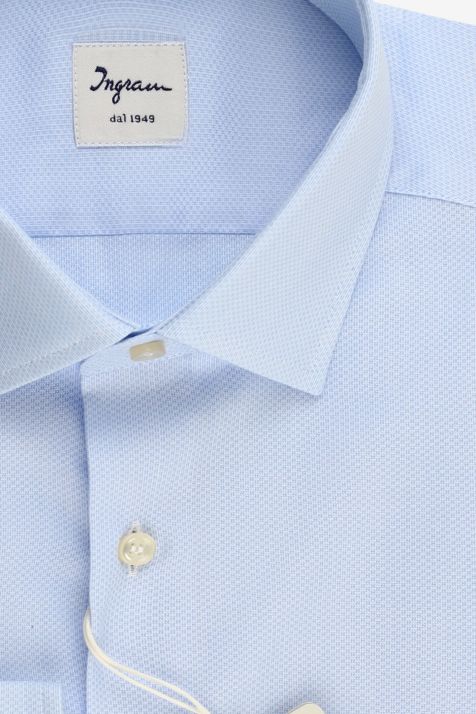 Camicia Uomo Ingram Regular Micro disegno 100% cotone collo Francese Manica lunga