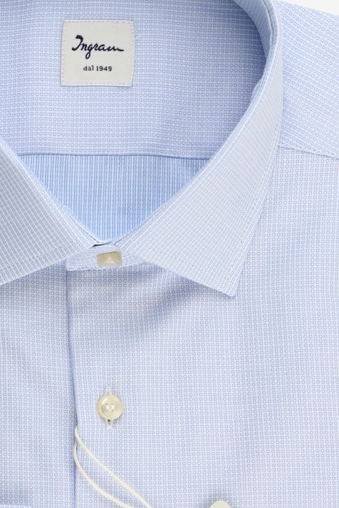 Camicia Uomo Ingram Regular Micro disegno 100% cotone collo Francese Manica lunga