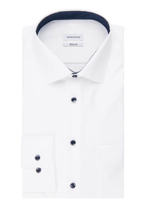 Camicia Uomo Seidensticker Classic No Stiro Tinta unita 100% cotone collo Italiano Manica lunga