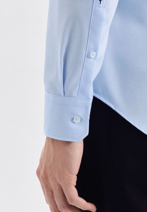 Camicia Uomo Seidensticker Slim No Stiro Tinta unita collo Italiano Manica lunga