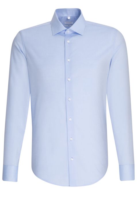 Camicia Uomo Seidensticker Slim No Stiro Tinta unita collo Italiano Manica lunga