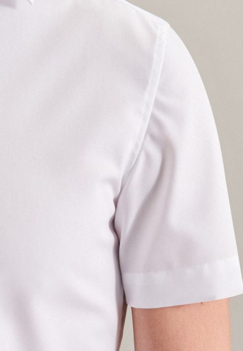 Camicia Uomo Seidensticker Slim No Stiro Tinta unita collo Italiano Manica corta