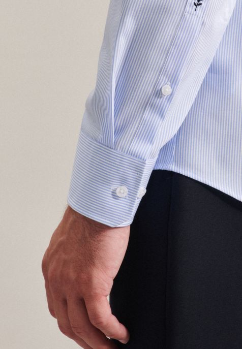 Camicia Uomo Seidensticker Slim No Stiro Righe collo Italiano Manica lunga