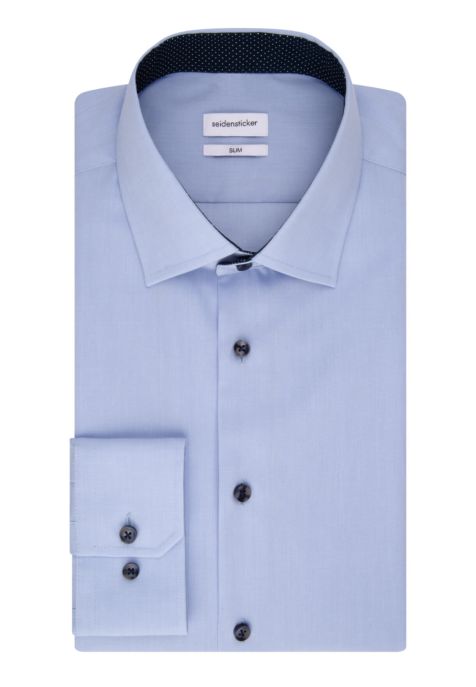 Camicia Uomo Seidensticker Slim No Stiro Tinta unita collo Italiano Manica lunga