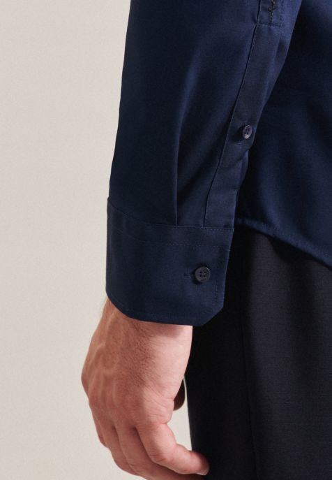 Camicia Uomo Seidensticker Slim No Stiro Tinta unita collo Italiano Manica lunga