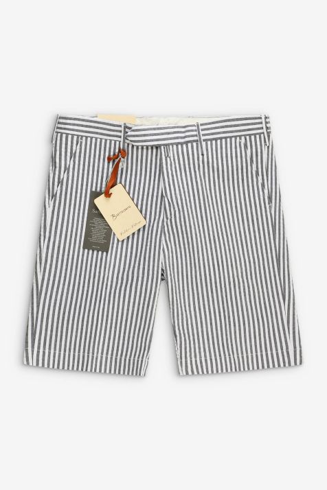 Pantalone Uomo B-Settecento Bermuda Slim Righe 97% cotone 3% elastan
