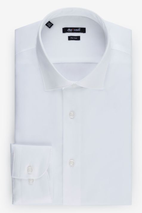 Camicia Uomo Aplomb Slim No Stiro Tinta unita 100% cotone collo Francese Manica lunga