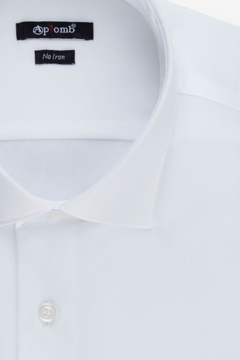 Camicia Uomo Aplomb Slim No Stiro Tinta unita 100% cotone collo Francese Manica lunga