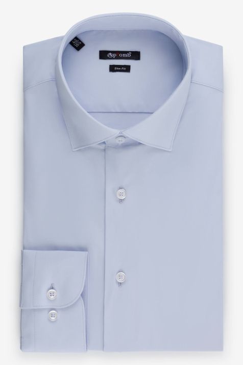 Camicia Uomo Aplomb Slim Tinta unita 97% cotone 3% elastan collo Francese Manica lunga