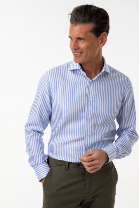 Camicia Uomo Ingram Slim Righe 100% cotone collo Francese Manica lunga