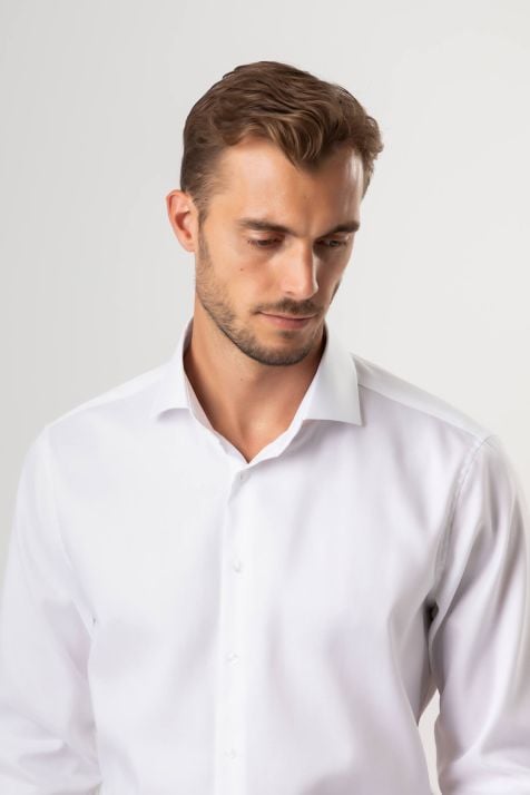 Camicia Uomo Seidensticker Regular No Stiro Tinta unita 100% cotone collo Francese Manica lunga