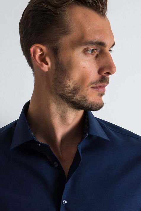 Camicia Uomo Seidensticker Regular No Stiro Tinta unita 100% cotone collo Italiano Manica lunga