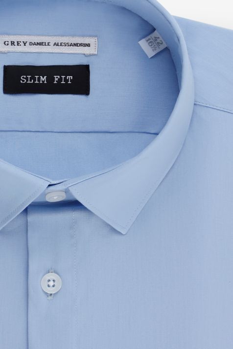 Camicia Uomo Daniele Alessandrini Slim Tinta unita 97% cotone 3% elastan collo Italiano Manica lunga