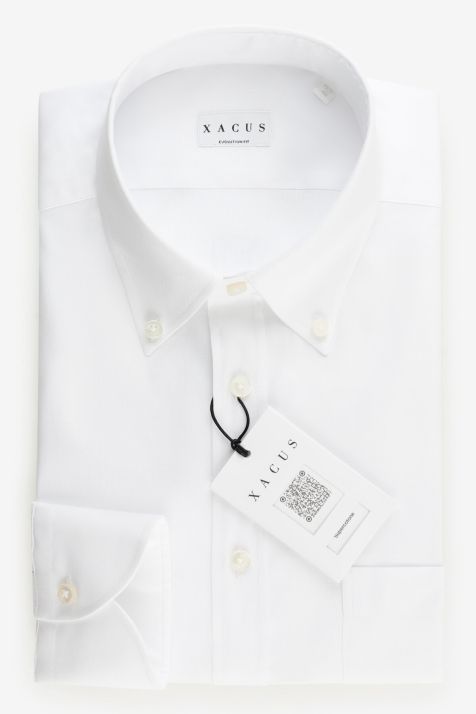 Camicia Uomo Xacus Classic Tinta unita 100% cotone collo Button down Manica lunga