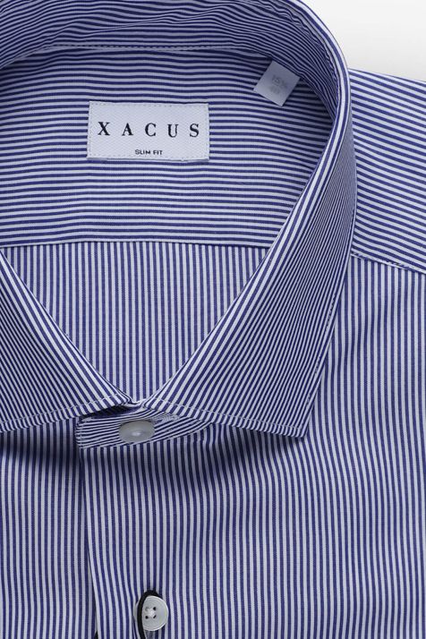 Camicia Uomo Xacus Slim Righe 100% cotone collo Francese Manica lunga